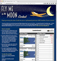 An exciting feature of the Fly Me to the Moon contest is a live leaderboard that tracks contestants as they seek to fly the most miles.