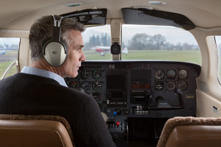 br-zulu3 Pilot wearing Zulu 3 headset in cockpit jpg Pilot wearing Zulu 3 in cockpit