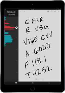 FlightLink iPad playback screen with scratchpad drawing