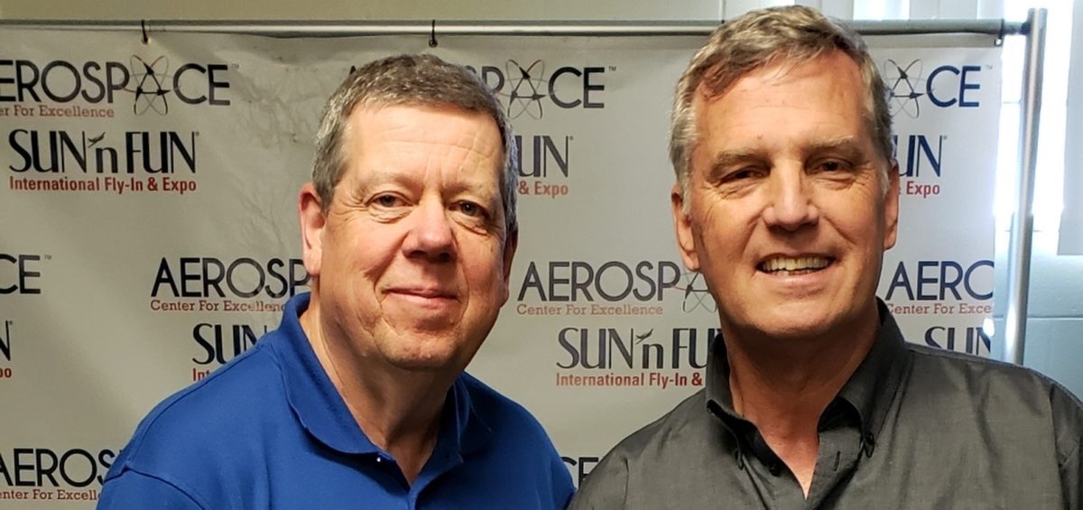 Rick Larsen (left), EAA Vice President of Communities and Member Programs, and Allan Schrader, Lightspeed Aviation founder and president. (EAA photo)