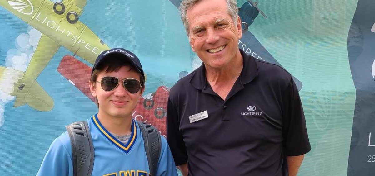 Lightspeed Aviation President and Co-Founder Allan Schrader and Hobie Lippold, 2020 Ray Scholar