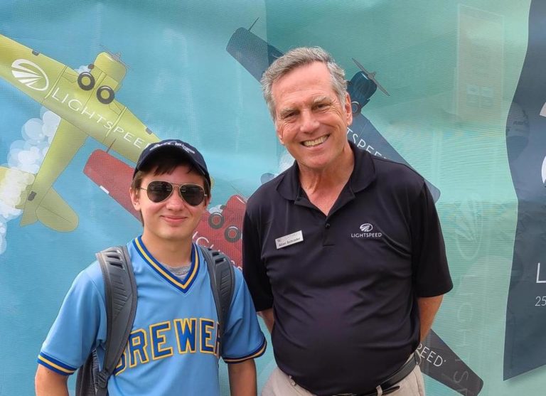 Lightspeed Aviation President and Co-Founder Allan Schrader and Hobie Lippold, 2020 Ray Scholar
