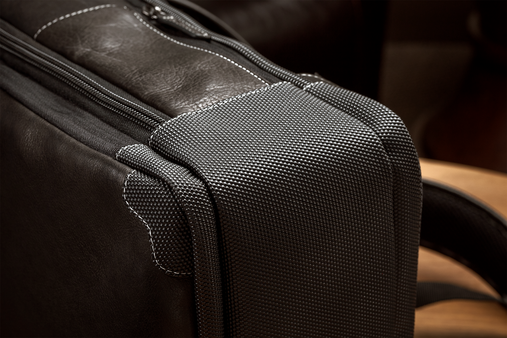 black leather luggage